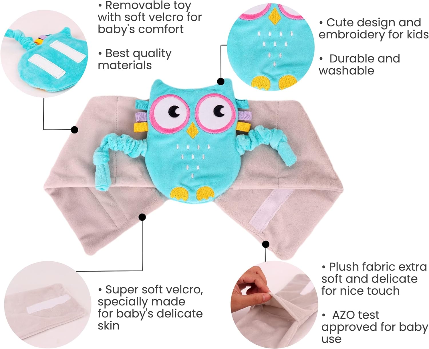 Superse Colic and Gas Relief for Newborns - Colic Calm Baby Heating Pad Belly Band for Upset Stomach and Baby Reflux - Warm Aroma Stomach Band for Fussy Infant Gas with Washcloth (Blue owl) - Image 3